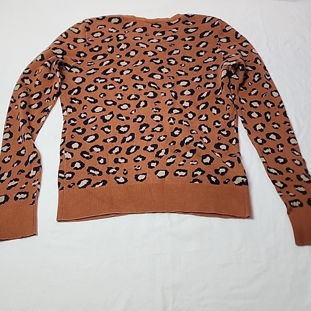 Ann Taylor Factory Size XS Leopard Print Button-Up Sweater Cardigan 100% Cotton - Picture 6 of 6